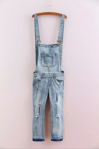 EY0607A Full Length Pinafore <strong>Dungaree</strong> Overall <strong>Baggy</strong> Denim Pattern Jumpsuit <strong>Women</strong> - Product Image 3