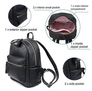 Donne Zaino Borsa DELL'UNITÀ di ELABORAZIONE del Cuoio di Disegno Semplice Daypack Casual Scuola di Moda Zaino per le <span class=keywords><strong>Ragazze</strong></span> Nero - Product Image 4