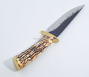 Cuchillo Bowie Recto de Hoja Fija de Acero Inoxidable, Cuchillo de Supervivencia con Mango de Hueso - Product Image 5
