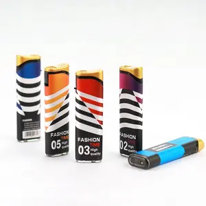 good quality windproof lighter with clip cap wrapping paper electronic windproof lighters EX-3245YFD