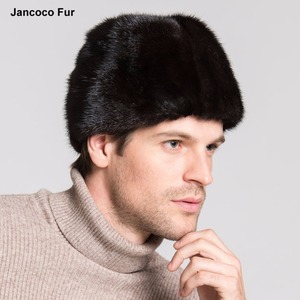 Nuovo cappello Casual in pelliccia di visone <span class=keywords><strong>russo</strong></span> caldo invernale nero per uomo - Product Image 2