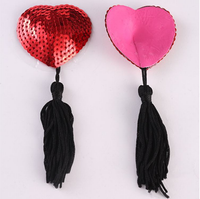 Forme de coeur personnalisé Pasties mamelons mamelons paillettes couverture mamelons autocollant auto-adhésif avec gland