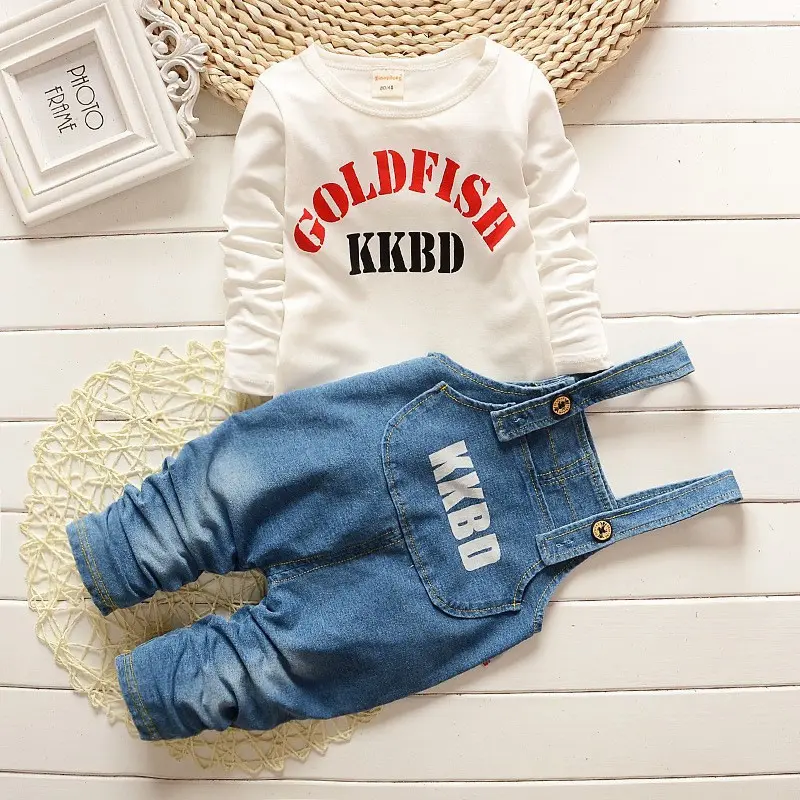 Hao Baby Infant And Young Children Autumn And Winter New Korean Children's Clothing Cotton Letter Long Sleeve Two-Piece Sets