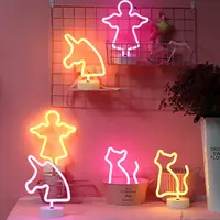 Gato festa desktop alimentado por bateria abacaxi led neon corda luz