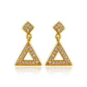 Wholesale Luxury hypoallergenic earrings female Korean temperament drop shaped zircon super flash crystal earrings