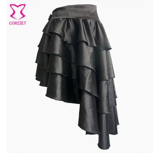 Corzzet Wholesale <strong>Black</strong> Satin Steampunk <strong>Skirt</strong> <strong>Plus</strong> <strong>Size</strong> Punk Victorian Gothic Dress - Product Image 3