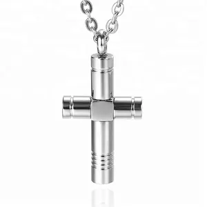 Marlary Memory Ashes Keepsake Urn Stash Christ Cross Stainless Steel Cremation Pendant Necklace