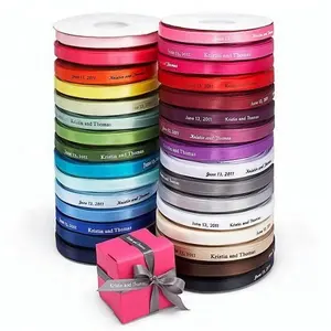 OKAY Free Design Wholesale 5/8" Branding Satin Ribbon Custom Print, Personalized Satin Ruban