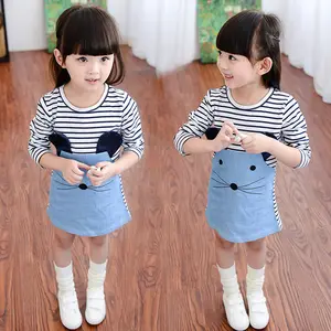 Wholesale Spring summer stripe 2 years old dress kids sexy girl photos without dress
