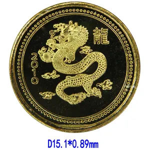 1 gram silver dragon coin with gold plated D15.1*0.89mm A88