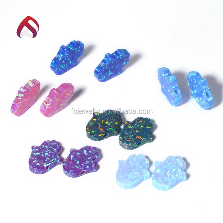 Cheapest loose synthetic hamsa 11*13mm cabochon hand opal pendant