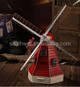 factory custom-made handmade carved fashion polyresin garden decoration windmill