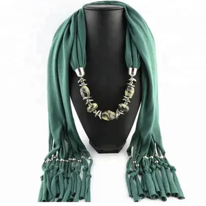 fashion women jewelry decorated beads scarf with necklace