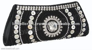 Elegant Lowellcraft L-55 Satin Evening Clutch Bags <b>Envelope</b> Box Design Black <b>White</b> Personalized Women's Handbag - Product Image 2
