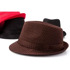 Bán Buôn Đàn Ông Phụ Nữ Ngắn Brim Kẻ Sọc Bông Fedora Mũ Trilby Cuba Nhẹ Nhàng Mũ