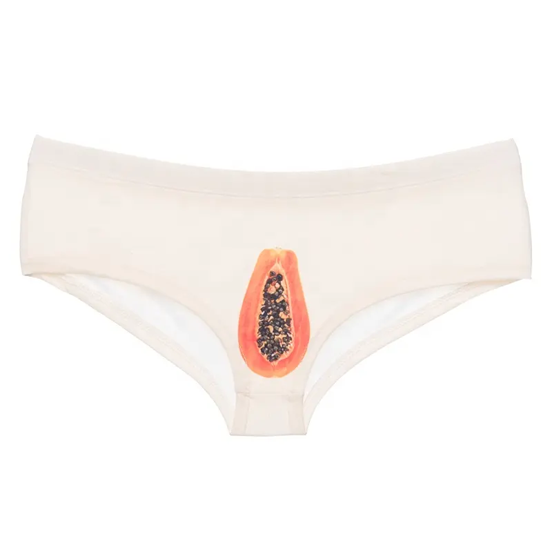 Ropa interior sexy para mujer con estampado 3d amarillo papaya personalizado OEM de fábrica