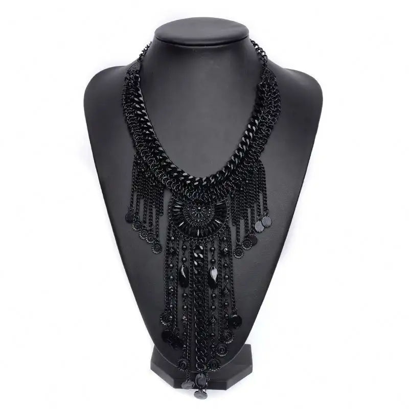 Multi-Layers Filigree Flower Pendant Statements Chunkys Long Big Collar Necklace