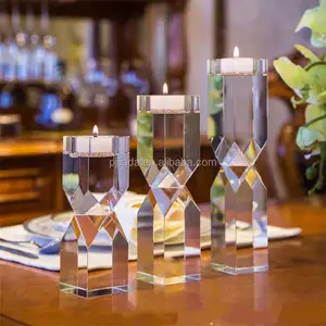 Solid Square Tea light K9 Glass Crystal Candle Holder For Wedding or Home Decor