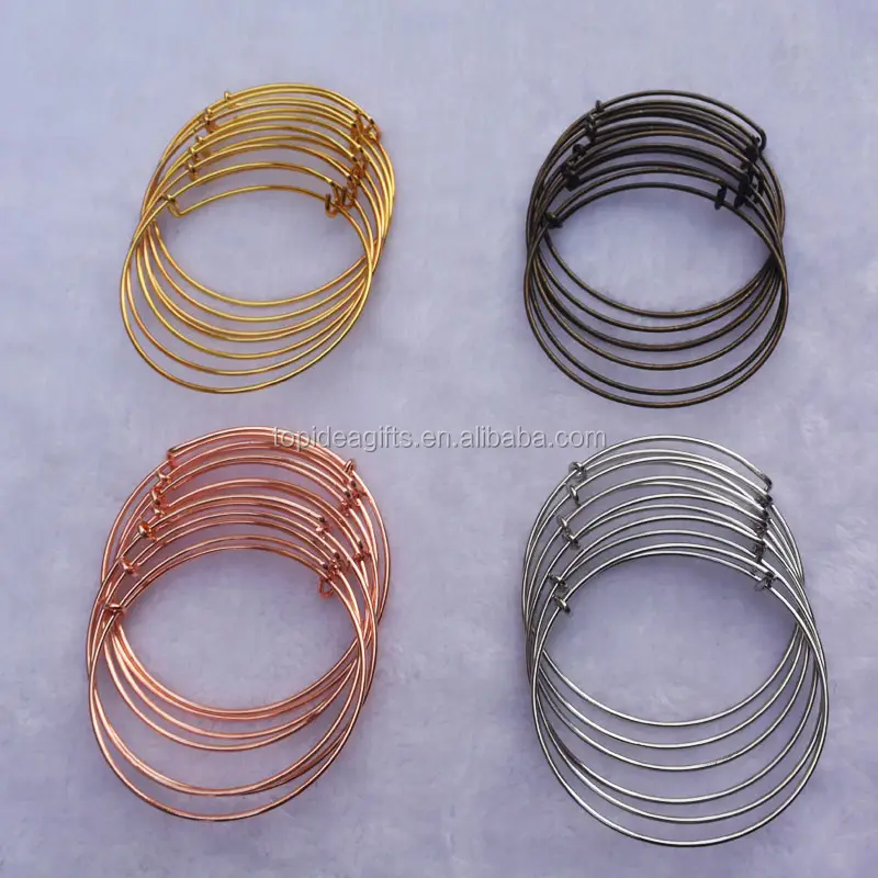 BULK 65mm Verstelbare bangle armband 1.6mm Uitbreidbaar Bangle Armband Groothandel Armband Goud Zilver Rose Goud Antiek Goud