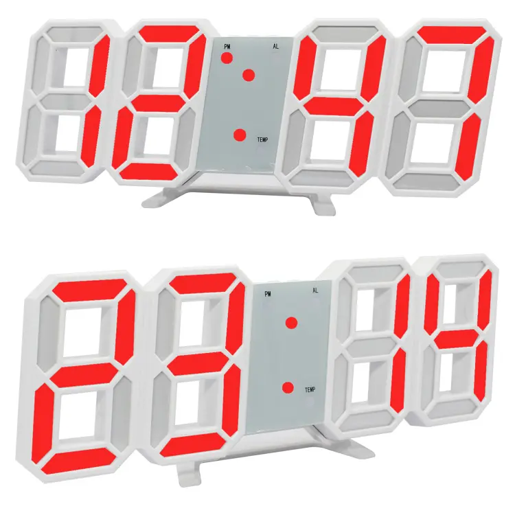 LED rosso Digital 3D Sveglia Orologio Da Parete