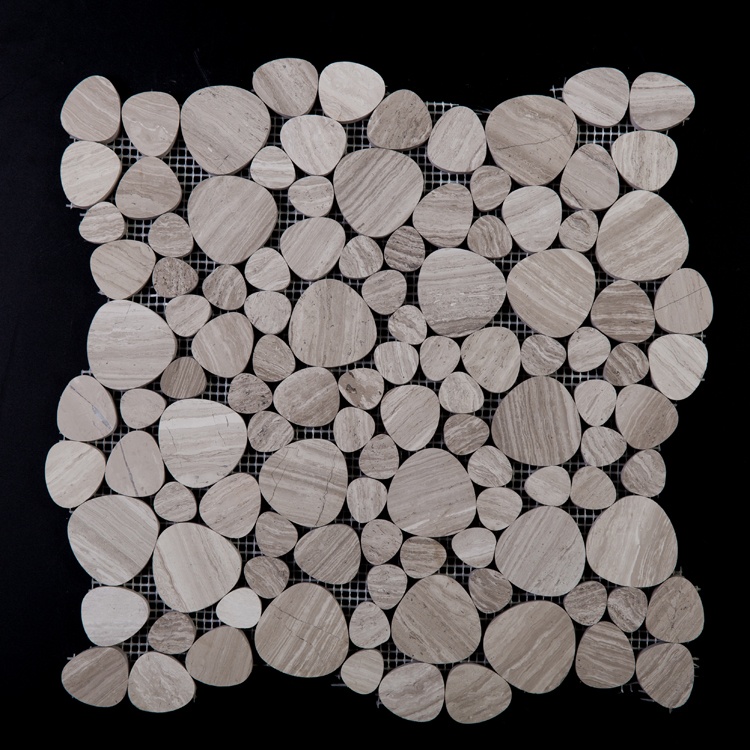 バブルモザイク、ナチュラルグレー大理石石小石ルーズモザイクタイル