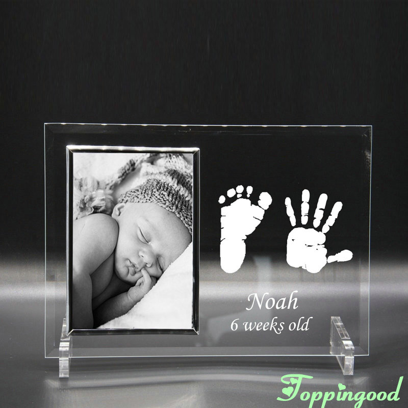 Отпечаток пальца + Стеклянная фоторамка для ребенка, сувенир на день рождения