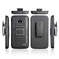 Coque arrière pour moto motorola e4 plus, étui avec socle et attache de ceinture