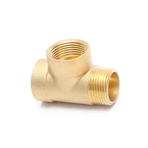 customized logo drawing within 3 days Equal High quality FxFxM Tee Hexagon head 90 degree elbow 3 way forged brass Pump Fitting