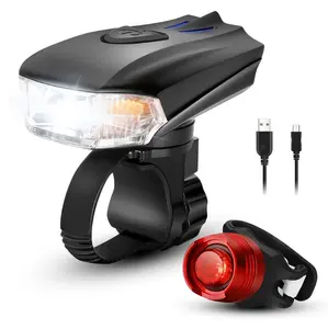 Nueva bicicleta inteligente faros 300 lúmenes de alta brillante 6 etapa waterproofbicycle USB Luz de bicicleta luz delantera y trasera