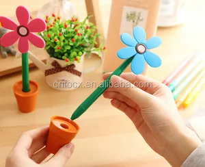 Caneta esferográfica em forma de flor, caneta de sol criativa em forma de flor/em formato de vaso/caneta esferográfica barata