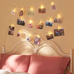 Shenzhen Manufacturer 10 20 40 LEDs Card Photo Clip Led String Fairy LightsためNew Year Christmas Decoration
