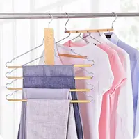 Inspring Wooden Hangers Pants Hangers Space Saver Closet Multifunctional Storage Rack for Clothes Towel Suits Trousers Tie