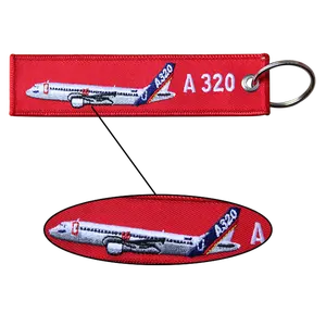 A320 Airplane Airbus Aircraft Embroidery Keyring For Promotion Gift