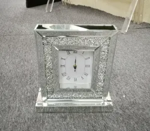 Hot Diamond Crush Sparkle Crystal Mirrored Table Clock