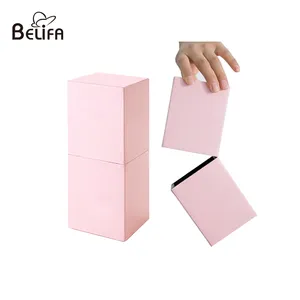 Belifa wholesale PU leather empty square makeup brush holder with magnetic,storage organizer case,pen gift and make up box