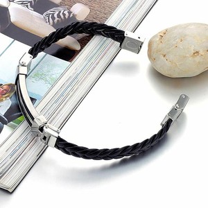 Marlary di Marca Degli Uomini di Modo Del Braccialetto di Lusso In Acciaio Inox Braccialetto di Cuoio - Product Image 3