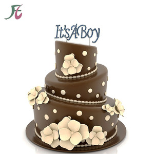 <span class=keywords><strong>Es</strong></span> <span class=keywords><strong>un</strong></span> niño plata Metal Rhinestone género revelar fiesta decoración Baby Shower Rhinestone Cake Topper - Product Image 6