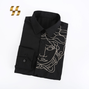 <span class=keywords><strong>Chemise</strong></span> à motifs brodés pour <span class=keywords><strong>homme</strong></span>, vêtements à la mode, coupe slim, personnalisé, design fantaisie, vente en gros, - Product Image 1