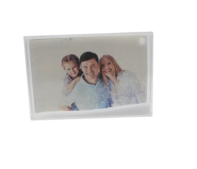 Retângulo acrílico neve globo foto moldura personalizada plástico foto moldura foto substituível casa ornamento