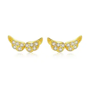 CZCITY Hot Selling 925 Sterling Silver Unique Wing Shape Stud Earring for Girl Cubic Zirconia Jewelry