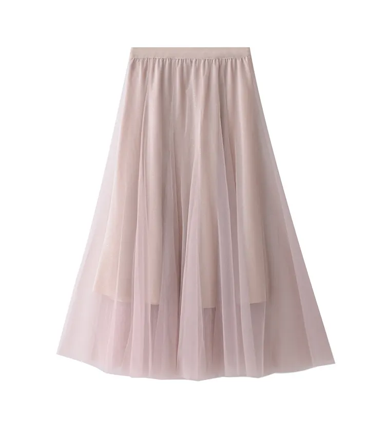 Женская длинная фатиновая юбка, элегантная сетчатая юбка макси из органзы с высокой талией в стиле ретро, плиссированная юбка-пачка До Колена Для Женщин