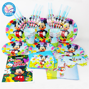 Mickey et <span class=keywords><strong>minnie</strong></span> enfants joyeux <span class=keywords><strong>anniversaire</strong></span> fête fournitures de fête de bande dessinée fournisseurs de Porcelaine de décoration de mariage papier plaque - Product Image 6