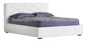 Venta caliente diseño estilo Moderno Rey tamaño doble tapizados cama de plataforma de cuero de la cama con cabecera