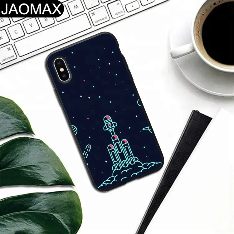 Universe Space Cartoon Rocket Designs Painting Custom Silicon Phone Case For iphone 6 7 8 plus X Black TPU OEM Mate Back Cover