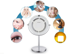 Double-face led maquillage miroir <span class=keywords><strong>360</strong></span> degrés de rotation 1x 3x grossissement miroir de maquillage avec des lumières - Product Image 3