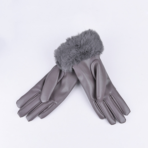 Hecho de alta calidad de cuero de las señoras de seguridad, guantes invierno, guantes invierno Overlock con <span class=keywords><strong>peludo</strong></span> - Product Image 2