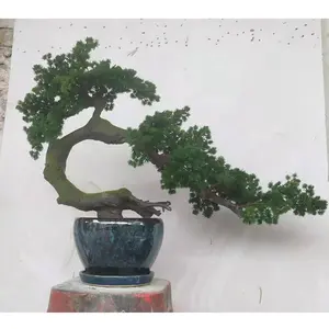 Bonsái artificial de 50cm de altura pino negro, interior mini árbol de pino verde artificial para la venta