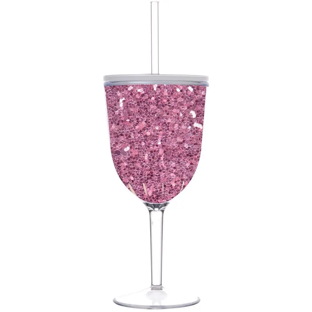 High quality Christmas decorative design wine glass goblet, double wall plastic cup for red wine