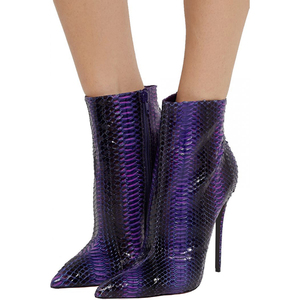 Botas de tacón alto para mujer, zapatos femeninos de Punta puntiaguda, suaves, de <span class=keywords><strong>vino</strong></span> profundo - Product Image 3