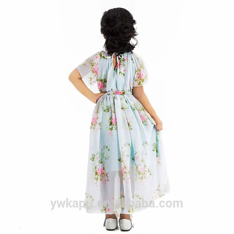 Groothandel Boutique Kinderkleding Meisje Lange Maxi Jurken Ontwerp Kinderen Vintage Chiffon Jurken